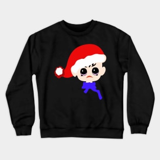 Angry baby wearing a Christmas cap Crewneck Sweatshirt